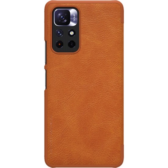 Nillkin Qin Case Case for Xiaomi Redmi Note 11T 5G / Note 11S 5G / Note 11 5G (China) / Poco M4 Pro 5G Camera Cover Holster Cover Flip Case Brown