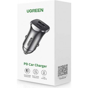 Ugreen CD130 Car Charger, USB-A PD 3.0, USB-C, QC3.0 30W (gray)