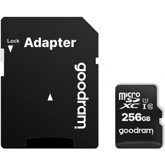 Goodram Microcard 256 GB micro SD XC UHS-I class 10 memory card, SD adapter (M1AA-2560R12)