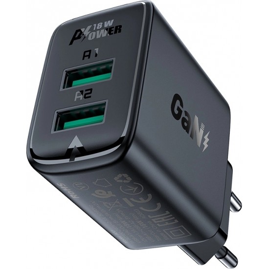 Acefast charger 2x USB 18W QC 3.0, AFC, FCP black (A33 black)