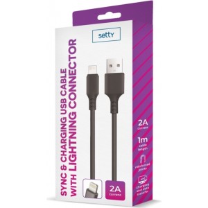 Setty cable USB - Lightning 1,0 m 2A black NEW