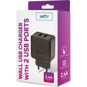 Setty charger 2x USB 2,4A black