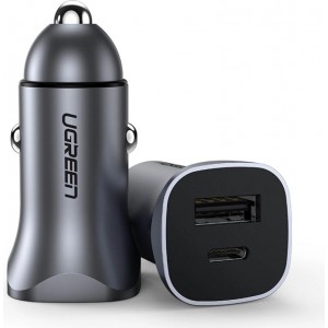 Ugreen Fast Car Charger USB-A / USB-C 30W PD PPS Gray (CD130)