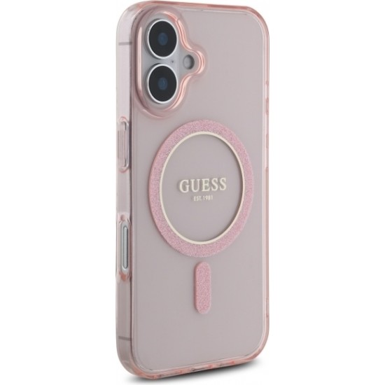 Cg Mobile Sas Guess HC MagSafe IML Glitter Circle case for iPhone 16 6,1" pink