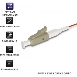 Qoltec Pigtail fiber optic LC/UPC | Multimode | 50/125 | OM2 | 2m