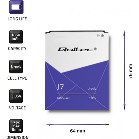 Qoltec Battery for Samsung Galaxy J7 | 1850mAh