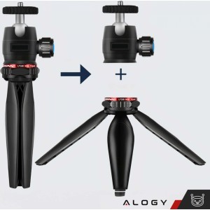 Alogy Mini Tripod Phone Holder Liginn Tripod for taking photos for GoPro camera phone ring lamp 1/4 Black