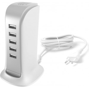 Dudao 5x USB charger with built-in EU power cable white (A5EU)