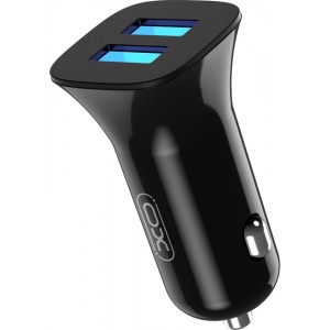 XO car charger TZ10 2x USB 2,4A black + USB-C cable