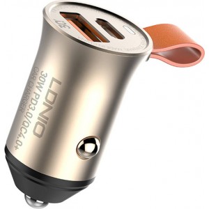 Ldnio C509Q USB, USB-C 30W Car charger + Lightning cable Cable