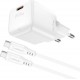 Acefast A77 Mini PD 30W GaN wall charger + USB-C cable - white