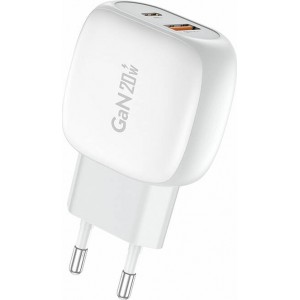 Foneng EU41 USB-C+USB-A 20W mains charger (white)