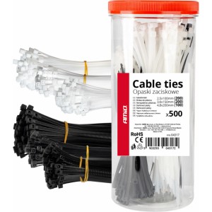 Amio Multicoloured plastic cable ties set of 500 pcs. AMIO-04317