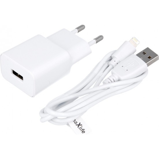 Maxlife MXTC-01 charger 1x USB 1A white + Lightning cable