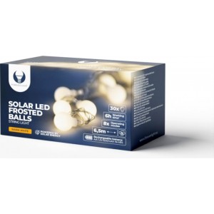 Telforceone String Light Solar LED FROSTED BALLS SFB61 6,5m 30 balls warm white Forever Light