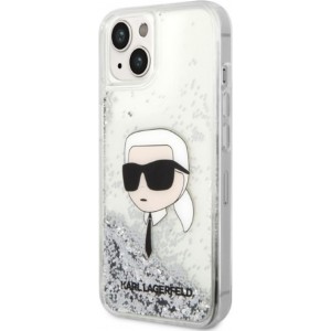 Karl Lagerfeld case for iPhone 14 Pro 6,1" KLHCP14LLNKHCH silver hardcase Liquid Glitter NFT Karl's Head