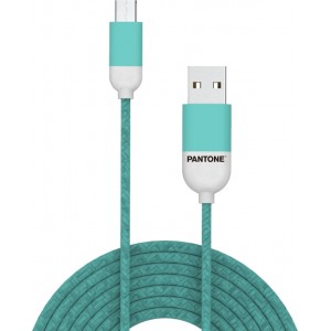 PANTONE cable USB - microUSB 1,5m 2,4A PT-MC001-5 Teal 3242C