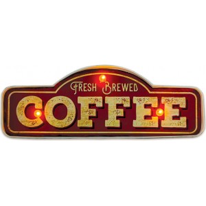 Telforceone RETRO Metal Sign LED Fresh Brewed Coffee Forever Light