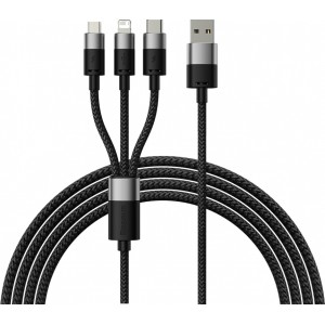 Baseus cable 3in1 StarSpeed USB - micro USB + Lightning + USB-C 1,2m 3,5A black