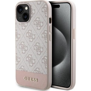 Guess case for iPhone 15 Pro Max 6,7" GUHCP15SG4GLPI pink HC PC/TPU 4G PU BOTTOM STRIPE