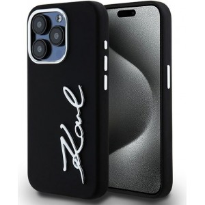 Karl Lagerfeld case for iPhone 15 Pro 6,1" KLHCP15LSCMSMVK black HC silicone sign metal logo