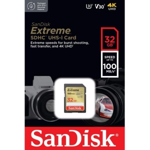 Sandisk memory card Extreme SDHC 32GB 100/60MB/s C10 V30 UHS-I U3