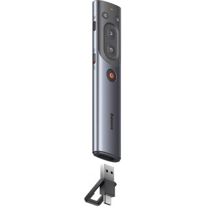 Baseus Orange Dot Multifunctional remote control for presentation, with a red laser pointer - gray