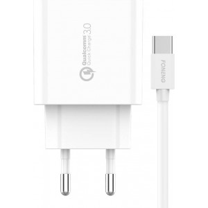 Foneng Fast charger Foneng 1x USB EU46 18W QC 3.0+ USB Type C cable