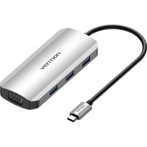 Vention USB-C Docking Station to HDMI, VGA, 3x USB 3.0, PD 0.15m Vention TOIHB (gray)