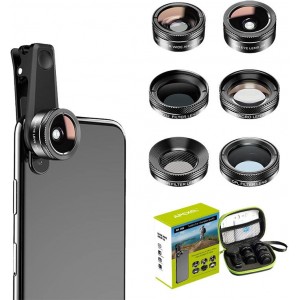 Apexel Mobile lens kit APEXEL APL-DG6V2 6 in 1 universal (black)