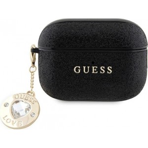 Cg Mobile Sas Guess case for AirPods Pro 2 GUAP2PGEHCDK black Fixed Glitter W/ Heart Diamond Charm