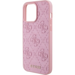 Cg Mobile Sas Guess case for iPhone 15 Pro Max 6,7" GUHCP15XP4EPMP pink hardcase Leather 4G Stamped