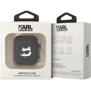 Karl Lagerfeld KLA2RUNCHK AirPods 1/2 cover black/black Silicone Choupette Head 3D