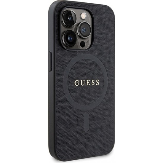 Cg Mobile Sas Guess case for iPhone 14 Pro 6,1" GUHMP14LPSAHMCK black HC PU Saffiano Magsafe