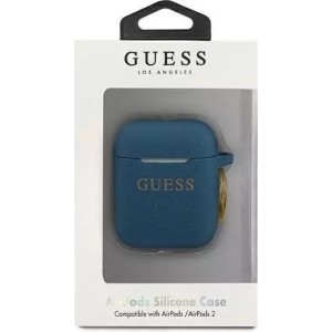 Guess GUACCSILGLBL AirPods cover niebieski/blue Silicone Glitter