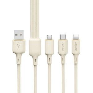 Dudao L7SE 3in1 cable USB-A - USB-C / Lightning / micro USB 66W 1.2m - beige