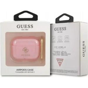 Guess protective case for AirPods 3 cover pink/pink Glitter Collection