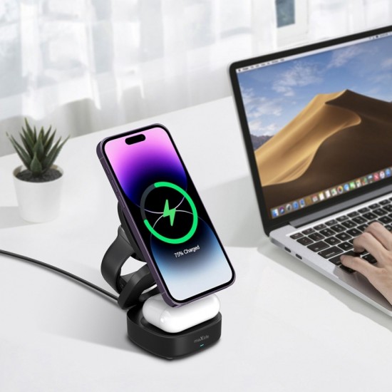 Maxlife MXWC-06 magnetic wireless charger 15W black 3in1