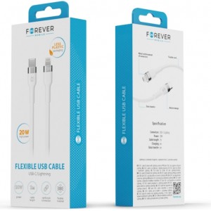 Forever Flexible cable USB-C - Lightning 2,0 m 20W white