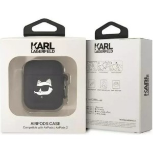 Karl Lagerfeld Protective case for headphones Karl Lagerfeld KLA2RUNCHK for Apple AirPods 1/2 cover black/black Silicone Choupette Head 3D