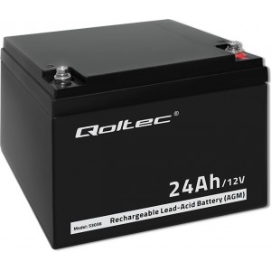 Qoltec AGM battery | 12V | 24Ah | Maintenance-free | Efficient| LongLife | for UPS, scooter