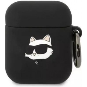 Karl Lagerfeld Protective case for headphones Karl Lagerfeld KLA2RUNCHK for Apple AirPods 1/2 cover black/black Silicone Choupette Head 3D