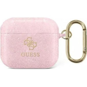 Guess protective case for AirPods 3 cover pink/pink Glitter Collection