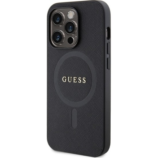 Cg Mobile Sas Guess case for iPhone 14 Pro 6,1" GUHMP14LPSAHMCK black HC PU Saffiano Magsafe