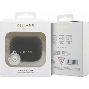 Cg Mobile Sas Guess case for AirPods Pro 2 GUAP2PGEHCDK black Fixed Glitter W/ Heart Diamond Charm