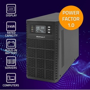 Qoltec Uninterruptible Power Supply UPS | 3kVA | 3000W | Power factor 1.0 | LCD | EPO | USB | On-line