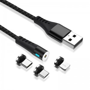 Telforceone S.a. Maxlife MXUC-02 magnetic cable USB - Lightning + USB-C + microUSB 1,0 m 2A black nylon