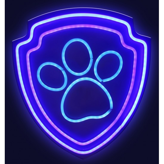 Hanging neon LED Paw Patrol on plexiglass - Paw OW-130246