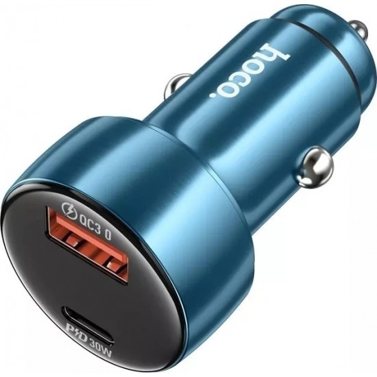 Hoco USB A Type C Car Charger with Display PD QC3.0 3A 48W Z50 Blue