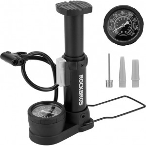 Rockbros 42610002001 floor bicycle pump with pressure gauge - black